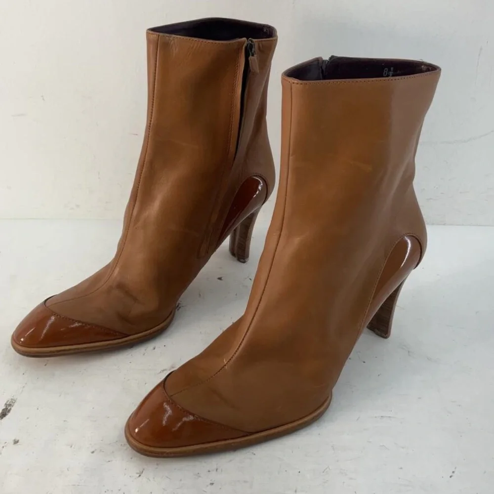 Tod's Tan Leather Heeled Chelsea Boots Women's Size: 9 - Picture 2 of 4
